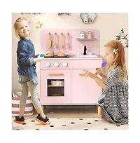 Hongge Kids Kitchen Playset with Cooking Accessories and Storage