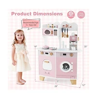 Hongge Wooden Kids Kitchen Playset with Coffee Maker for kids