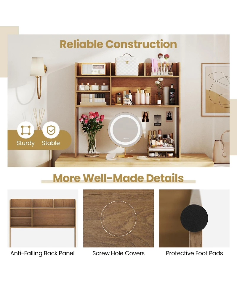 Sugift Desktop Storage Hutch Bookshelf with Multiple Open Shelves