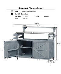 Mondawe 78.3" Outdoor Kitchen Island with Foldable Grill Table