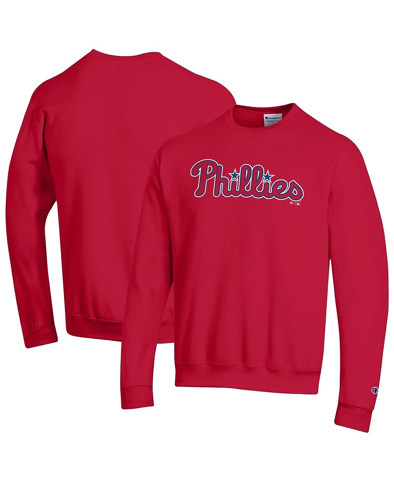 Champion Men's Red Philadelphia Phillies Powerblend Wordmark Sweatshirt