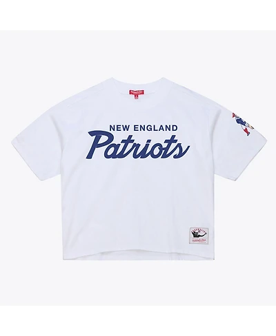 Mitchell & Ness Women's White New England Patriots Head Coach Cropped T-Shirt