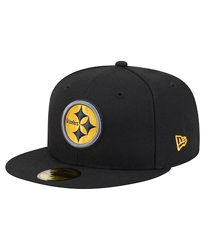 New Era Men's Black Pittsburgh Steelers Color Pop 59FIFTY Fitted Hat