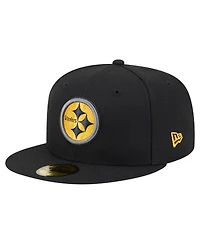 New Era Men's Black Pittsburgh Steelers Color Pop 59FIFTY Fitted Hat