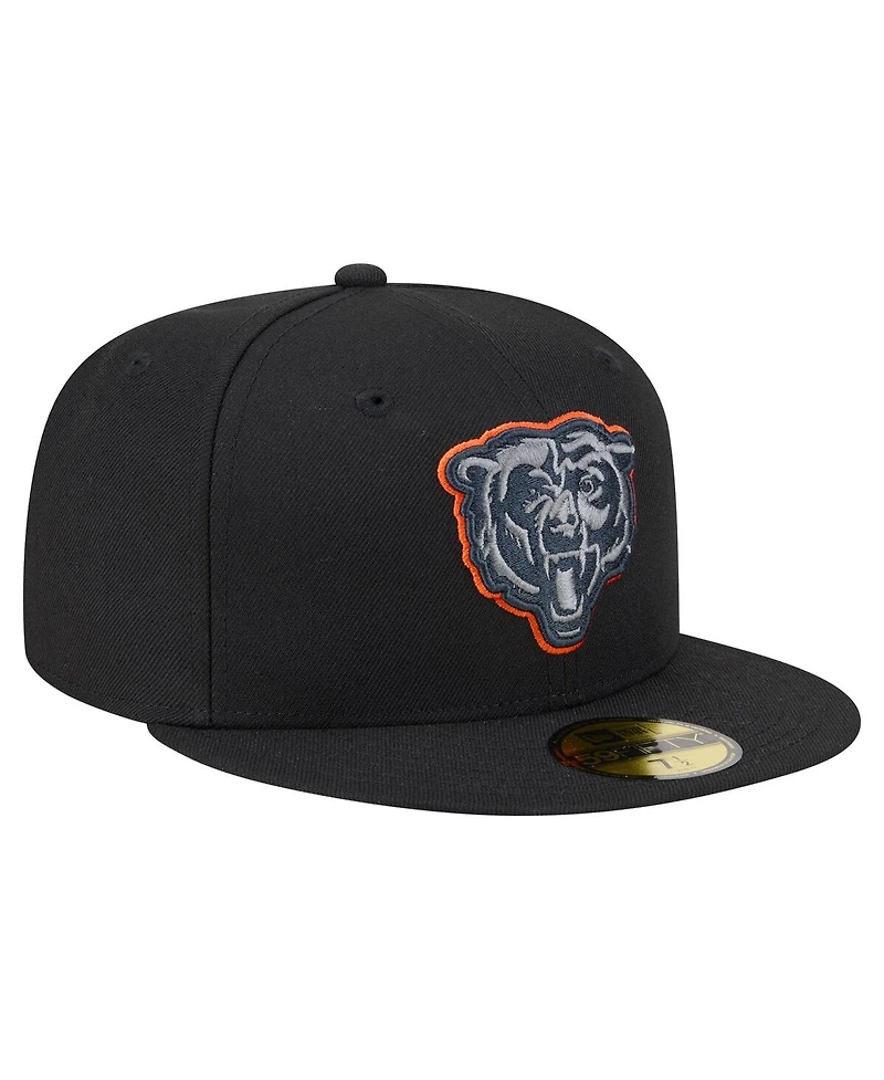 New Era Men's Black Chicago Bears Color Pop 59FIFTY Fitted Hat