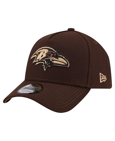 New Era Men's Dark Brown Baltimore Ravens Burnt Wood A-Frame 9FORTY Adjustable Hat