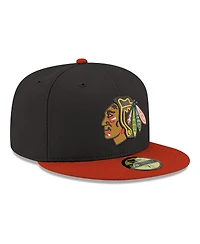 New Era Men's Black Chicago Blackhawks Core Logo Two-Tone 59FIFTY Fitted Hat