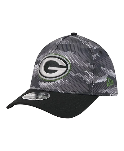 New Era Men's Black Green Bay Packers Camo A-Frame 39THIRTY Flex Hat