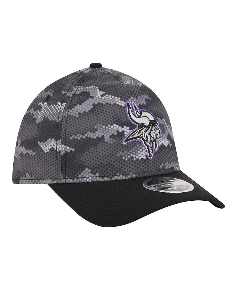 New Era Men's Black Minnesota Vikings Camo A-Frame 39THIRTY Flex Hat