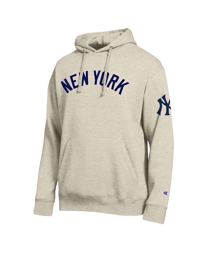Champion Men's Oatmeal New York Yankees All Star Chenille Hoodie
