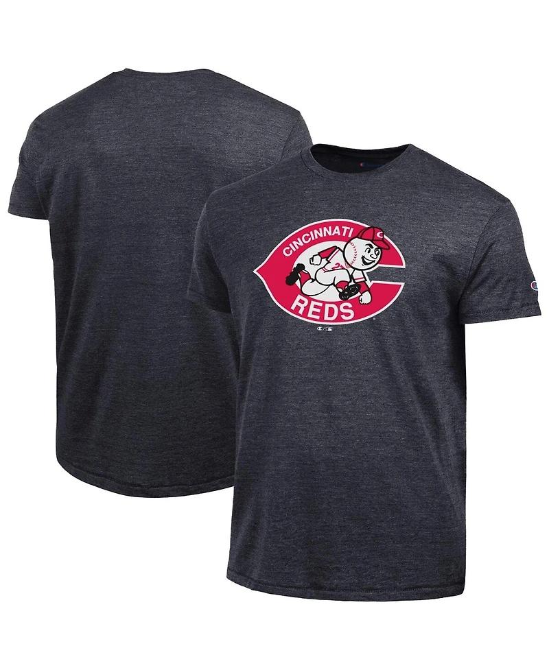 Champion Men's Black Cincinnati Reds Cooperstown Logo Tri-Blend T-Shirt