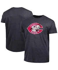Champion Men's Black Cincinnati Reds Cooperstown Logo Tri-Blend T-Shirt