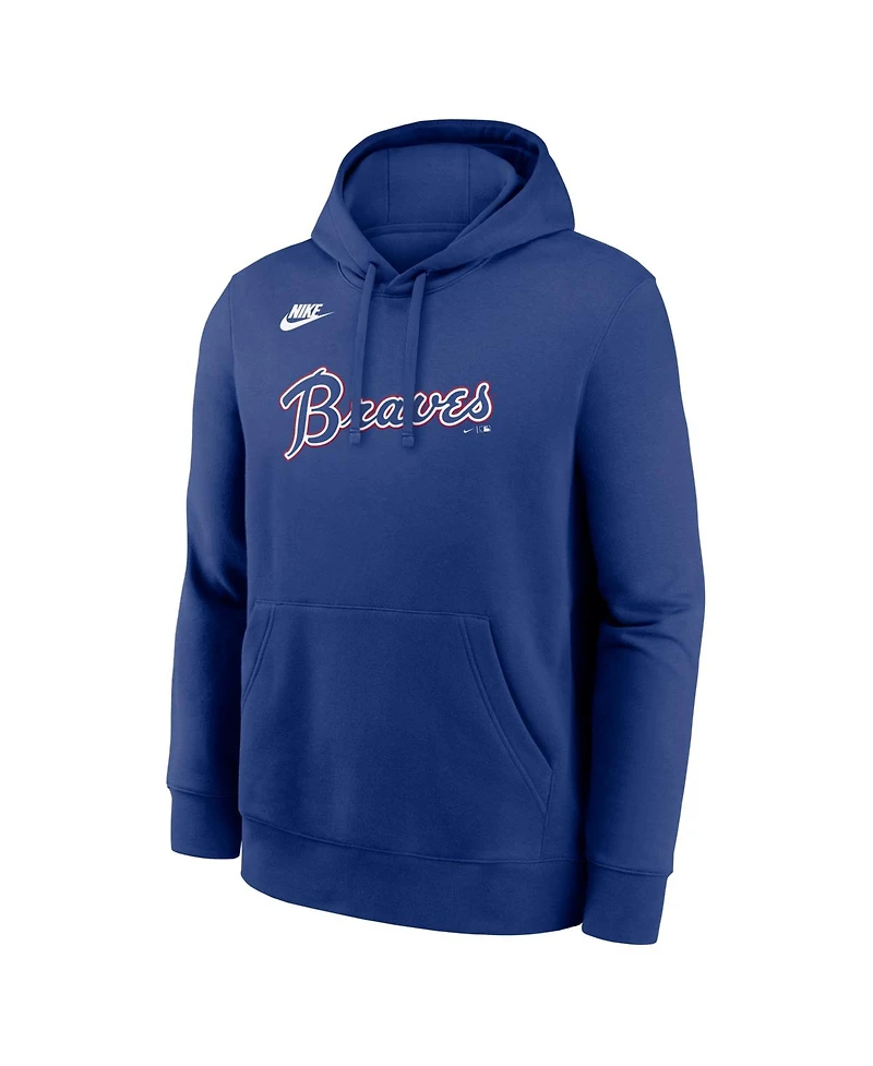 Nike Men's Royal Atlanta Braves Cooperstown Collection Wordmark Club Hoodie