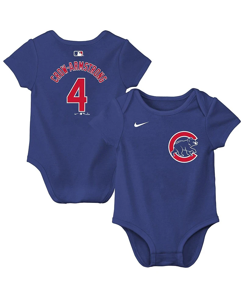 Nike Baby Boys and Girls Pete Crow-Armstrong Royal Chicago Cubs Name Number Bodysuit