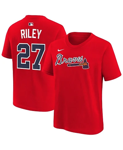 Nike Big Boys and Girls Austin Riley Red Atlanta Braves Name Number T-Shirt
