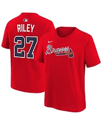 Nike Big Boys and Girls Austin Riley Red Atlanta Braves Name Number T-Shirt