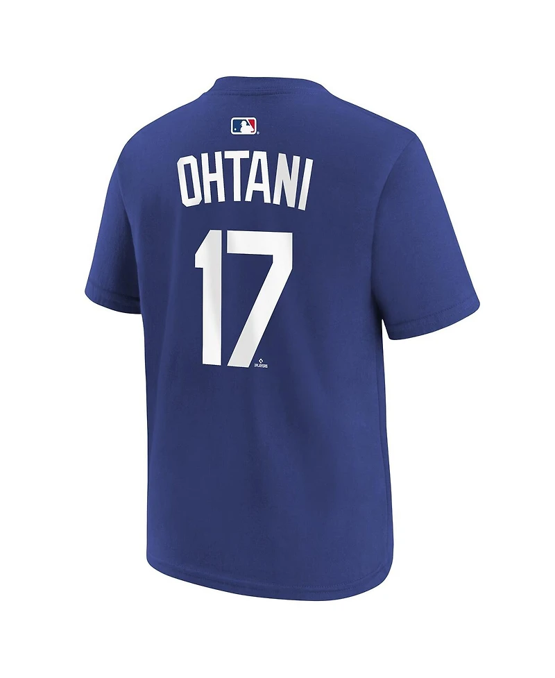 Nike Big Boys and Girls Shohei Ohtani Royal Los Angeles Dodgers Name & Number T-Shirt