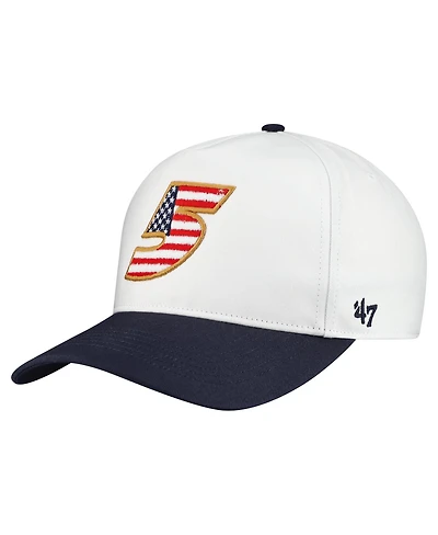 '47 Brand Men's White Kyle Larson Flag Fill Two-Tone Team Adjustable Hitch Hat