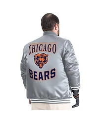 G-iii Sports by Carl Banks Men's Gray Chicago Bears Adaptive Full-Snap Varsity Jacket
