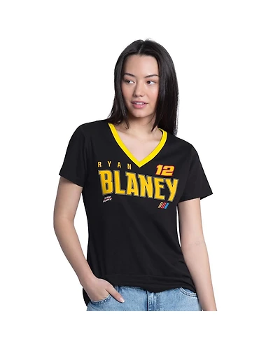 G-iii 4Her by Carl Banks Women's Black Ryan Blaney Best Team V-Neck T-Shirt