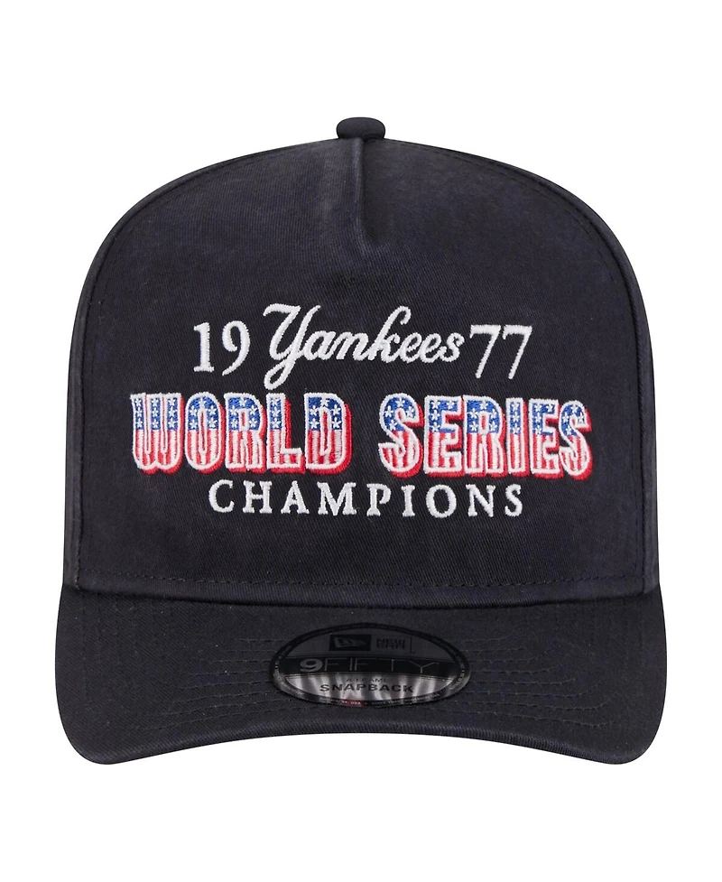 New Era Men's Navy New York Yankees 1977 World Series Champions Throwback 9FIFTY A-Frame Snapback Hat