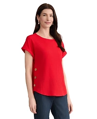 Jones New York Petite Short-Sleeve Boat Neck Top