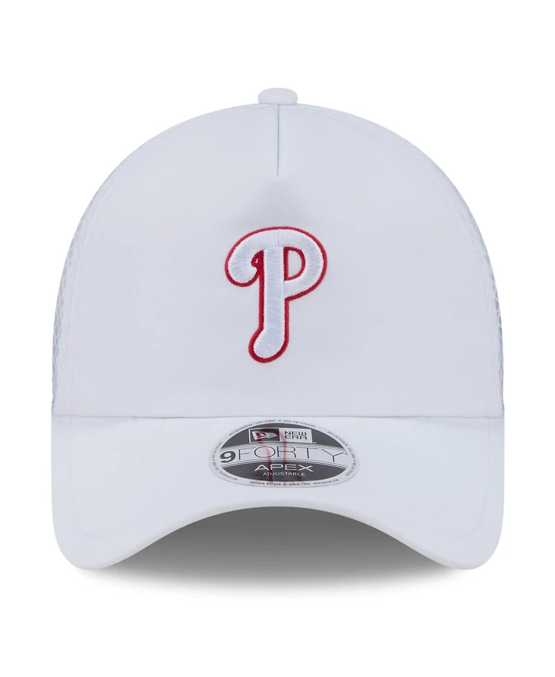 New Era Men's White Philadelphia Phillies 2026 Batting Practice Apex 9FORTY Adjustable Trucker Hat