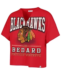 '47 Brand Women's Connor Bedard Red Chicago Blackhawks Elation Name Number Oversized Notch Neck T-Shirt
