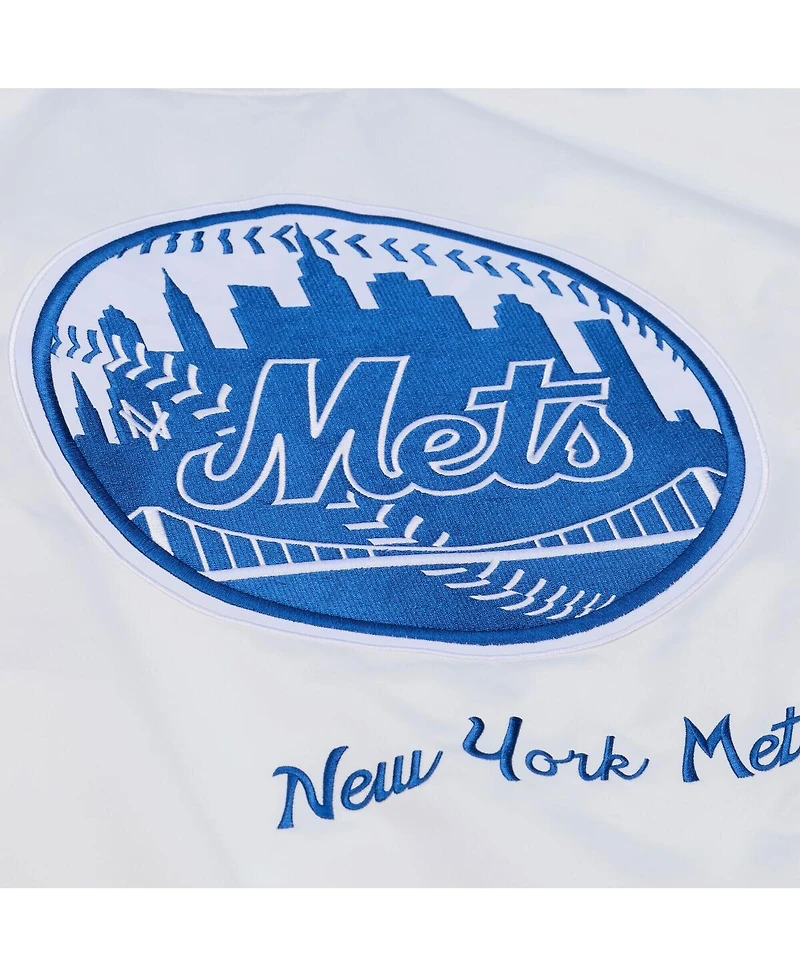 Mitchell & Ness Men's White New York Mets Cooperstown Collection Arctic Lightweight Satin Full-Snap Jacket