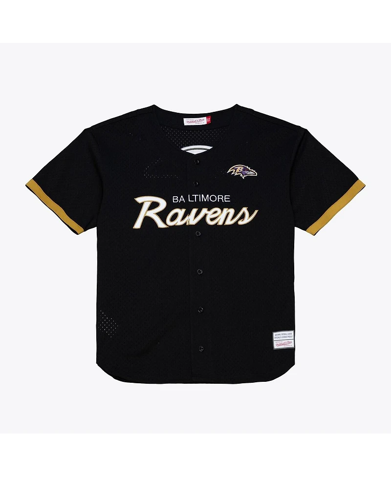 Mitchell & Ness Men's Black Baltimore Ravens Head Coach Mesh Full-Button Fashion Jersey