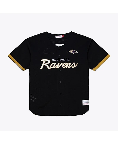 Mitchell & Ness Men's Black Baltimore Ravens Head Coach Mesh Full-Button Fashion Jersey