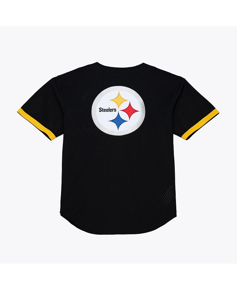 Mitchell & Ness Men's Black Pittsburgh Steelers Head Coach Mesh Full-Button Fashion Jersey