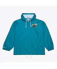 Mitchell & Ness Men's Teal Jacksonville Jaguars Coaches Full-Snap Hooded Windbreaker Jacket