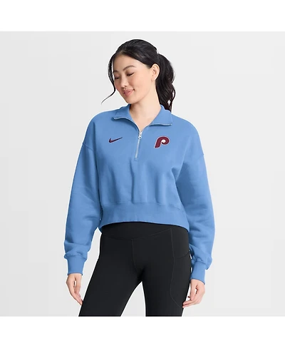 Nike Women's Light Blue Philadelphia Phillies Primetime Phoenix Fleece Half-Zip Sweatshirt