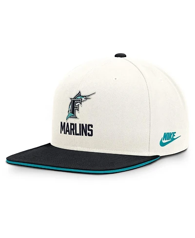 Nike Men's Cream/Black Florida Marlins Cooperstown Pro Dri-fit Snapback Hat