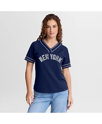 Fanatics Women's Navy New York Yankees Diva Race Ahead Raglan V-Neck T-Shirt
