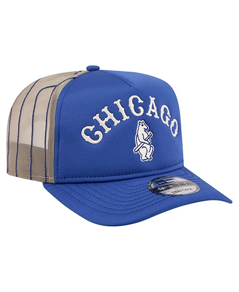 New Era Men's Royal Chicago Cubs Vintage Arched Foam Front 9FIFTY A-Frame Adjustable Trucker Hat