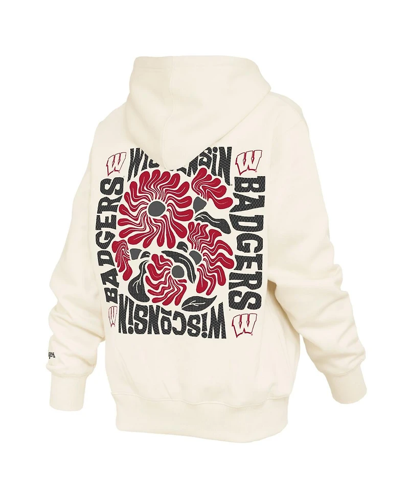 Pressbox Women's Cream Wisconsin Badgers Elena Janise Hoodie