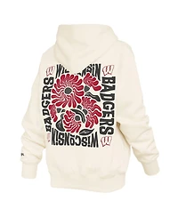 Pressbox Women's Cream Wisconsin Badgers Elena Janise Hoodie