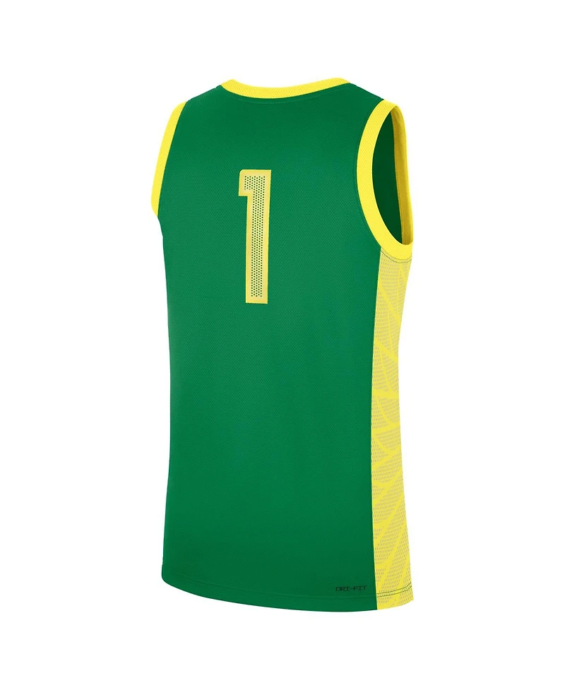 Nike Men's Green Oregon Ducks 1 Road Replica Basketball Jersey