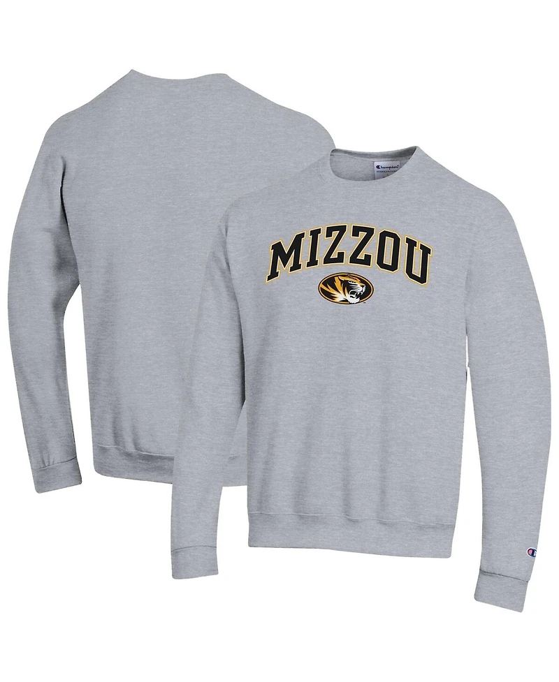 Champion Men's Heather Gray Missouri Tigers Arch Over Logo Pullover Sweatshirt