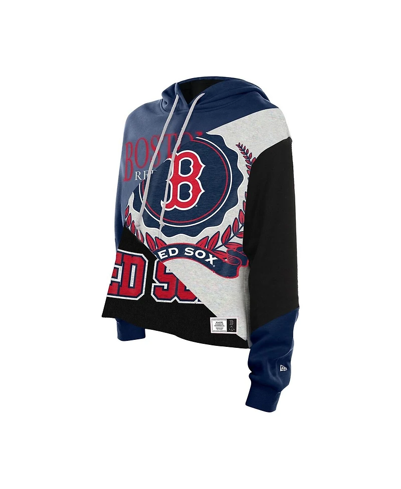 New Era Women's Boston Red Sox Color Block Cropped Boxy Hoodie