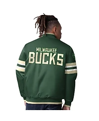 Starter Men's Hunter Green Milwaukee Bucks Scout Varsity Satin Full-Snap Jacket
