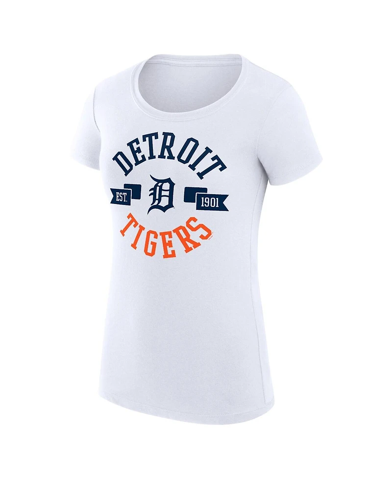 G-iii 4Her by Carl Banks Women's White Detroit Tigers Super-Slim Fit Lightweight City Graphic T-Shirt