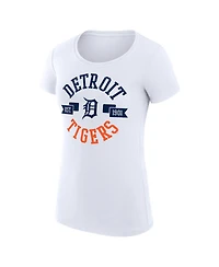 G-iii 4Her by Carl Banks Women's White Detroit Tigers Super-Slim Fit Lightweight City Graphic T-Shirt