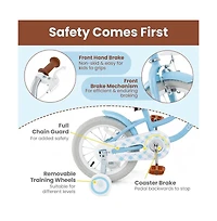 14 Inch Kids Bike with Training Wheels Basket Adjustable Ages 3 to 8