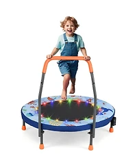 Hongge Kids Led Light Trampoline with Foam Handrail Foldable Frame and Safety Cover