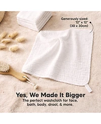 KeaBabies 10 Pack Lyra Muslin Baby Washcloths Large 12x12 Soft Absorbent Cotton Muslin Wash Cloths Burp Rags Face Cloth Towel