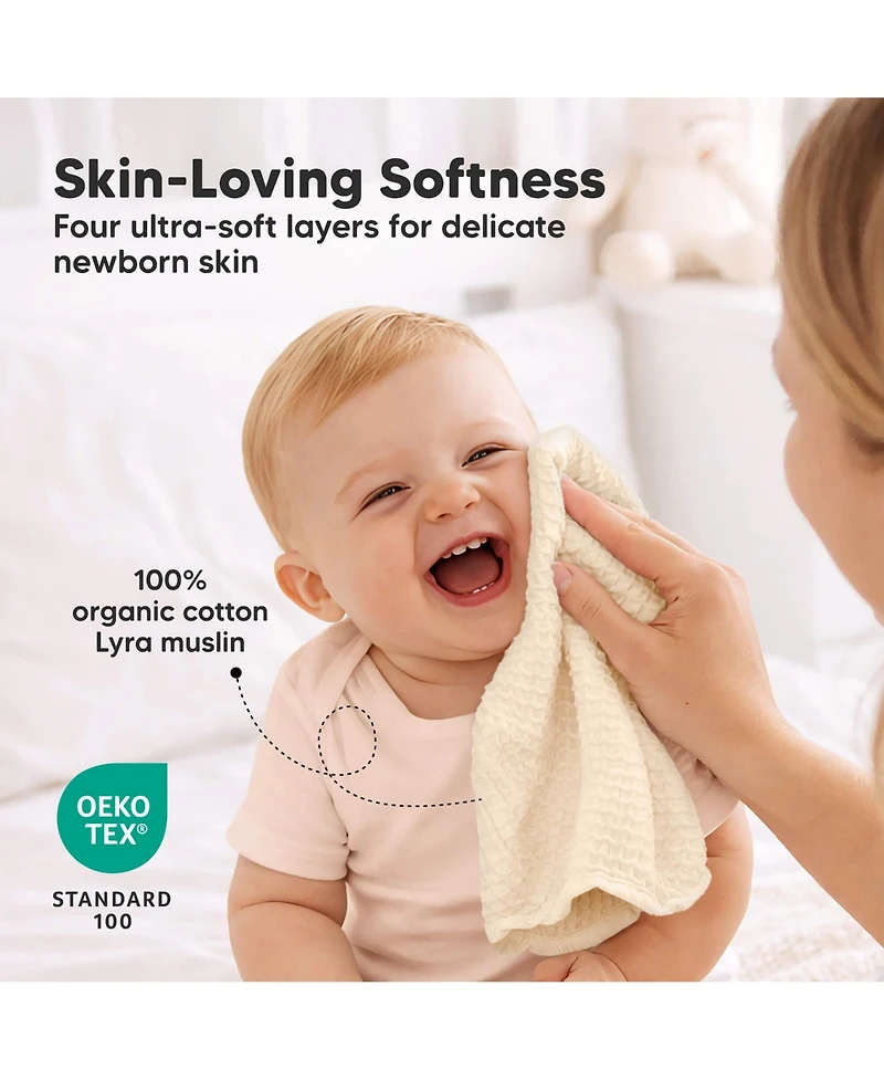 KeaBabies 5-Pack Lyra Muslin Baby Washcloths, Large 12x12, Soft Absorbent Cotton Wash Cloths, Burp Rags, Face Cloth Towel