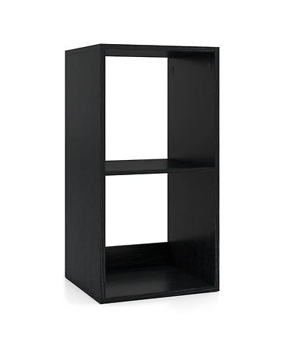 Slickblue 2-Cube Bookshelf with Back Guardrail for Living Room